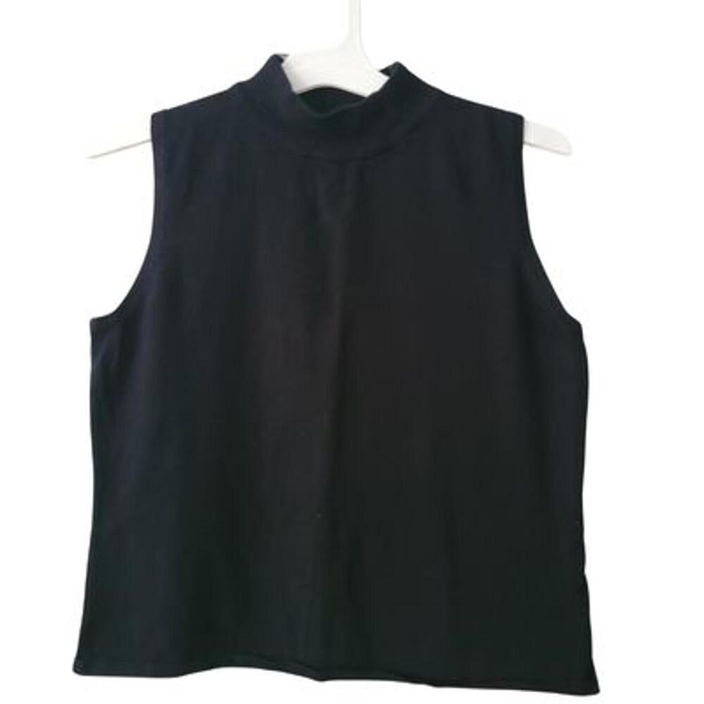 Vintage 1990s Notations Black Sleeveless Mock Neck Top Size L